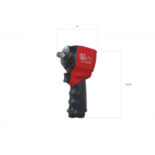 Master Palm Mini Light Weight Impact Wrench, 1/2" Square Drive, Max. 550 ft-lb