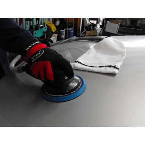 Master Palm 6"  Heavy Duty Dual Action Orbital Palm Pneumatic Air Sander With Self Dust Collect Sack, 1.2hp, 11000 Rpm