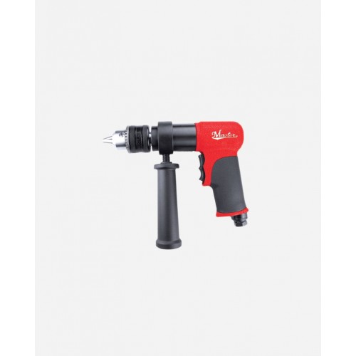 Master Palm Industrial 1/2-inch Reversible Pneumatic Air Drill with Feather Trigger, Side Handle and Keyed Jacobs Chuck, 350RPM - 28550